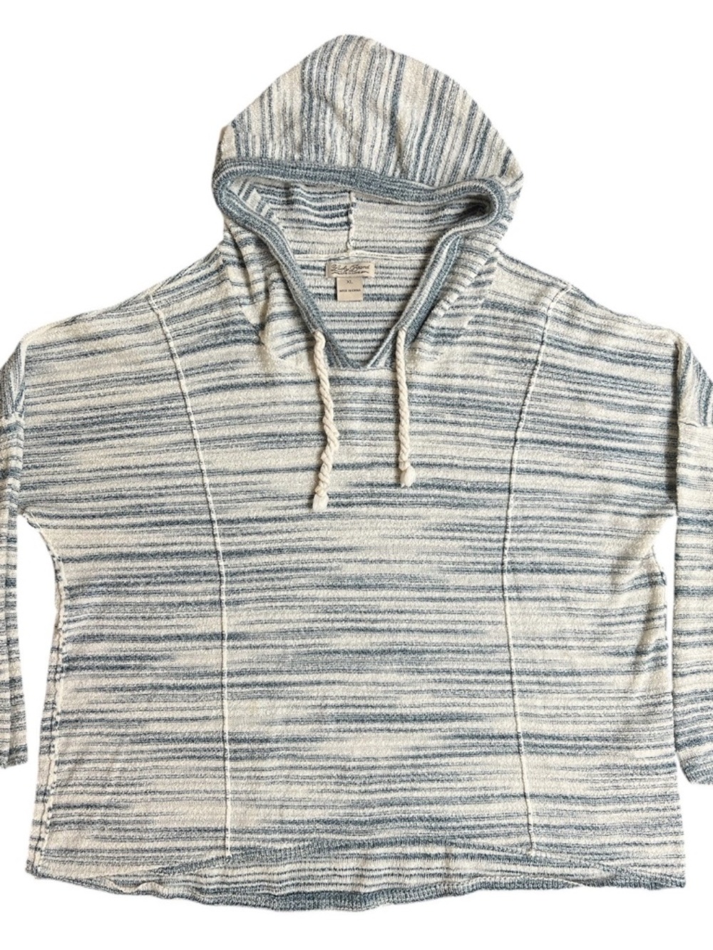 Lucky Brand Malibu Striped Hoodie Sweatshirt Sweater Pullover Knit Hooded Sz XL